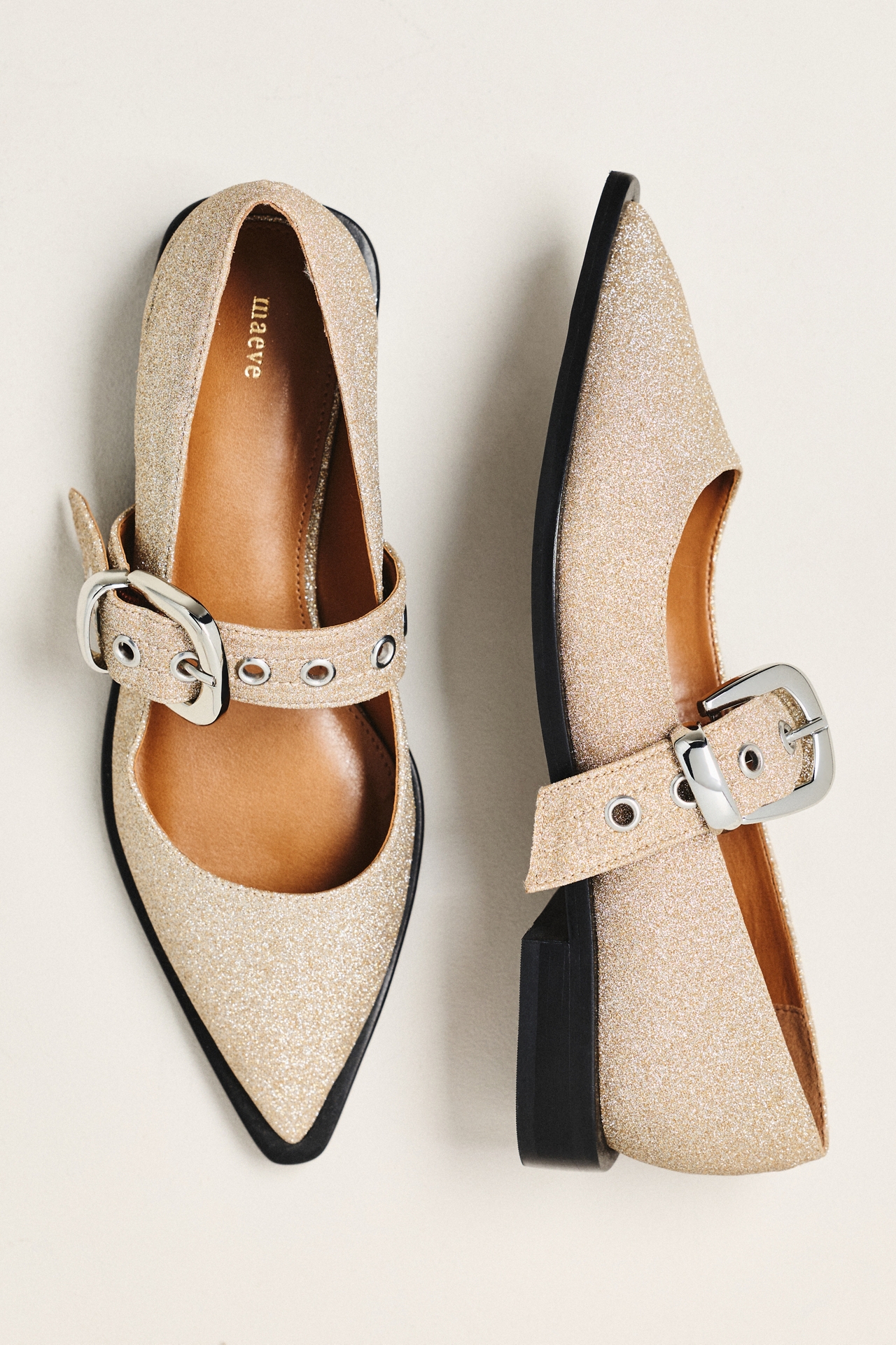 @merricksart x Maeve Pointed-Toe Moto Mary Jane Flats