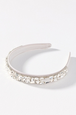 By Anthropologie Satin Gem Headband In Metallic