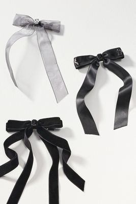 Gemstone Bow Hair Clips, Set of 3
