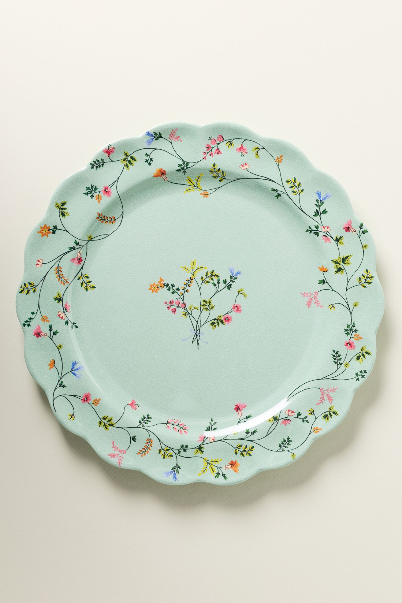 Annette Floral Melamine Dinner Plates, Set of 4 - Sky, Set Of 4