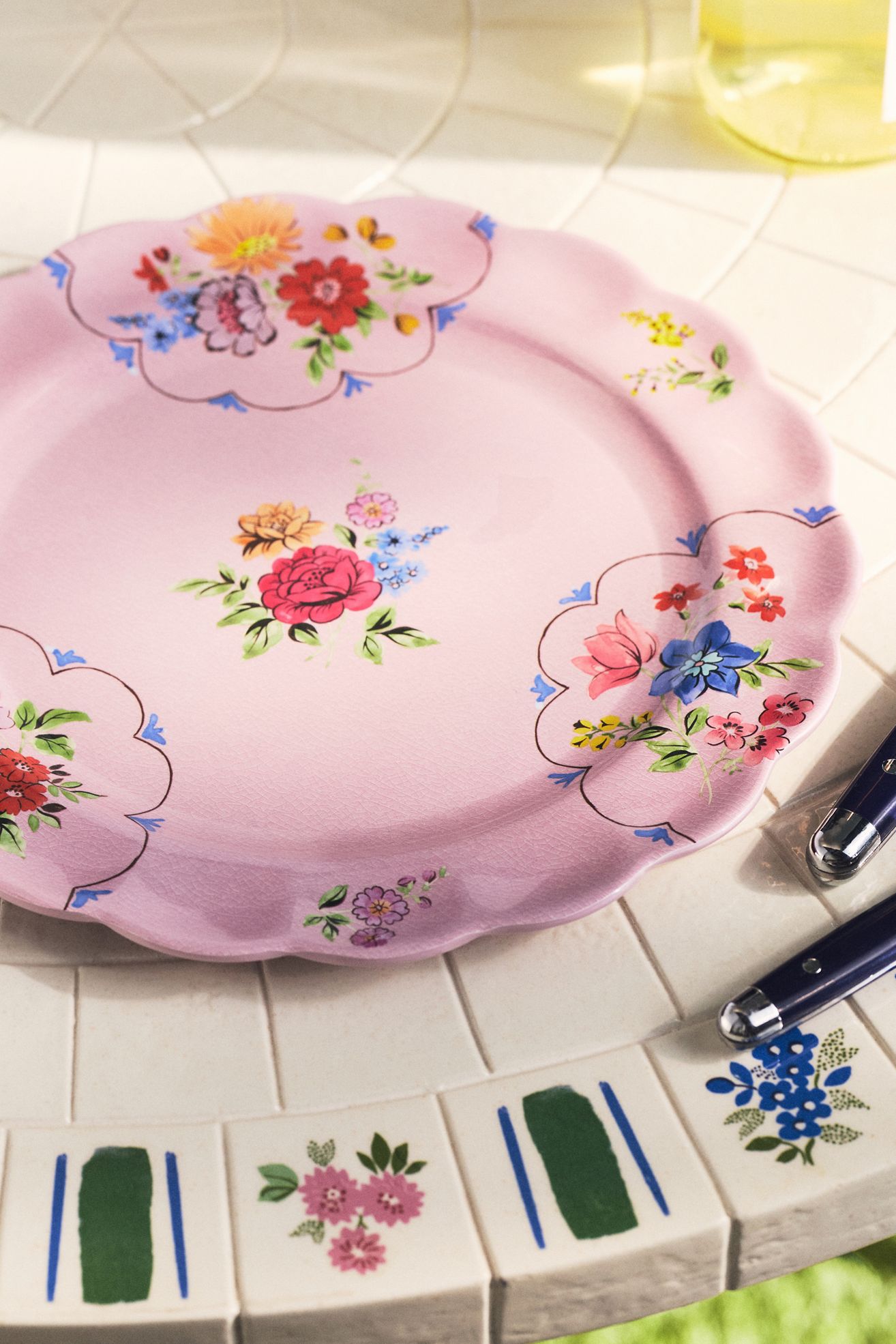 Annette Floral Melamine Dinner Plates, Set of 4 - Lilac Ice, Set Of 4