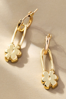 Yam Flower Pin Hoop Earrings In Gold