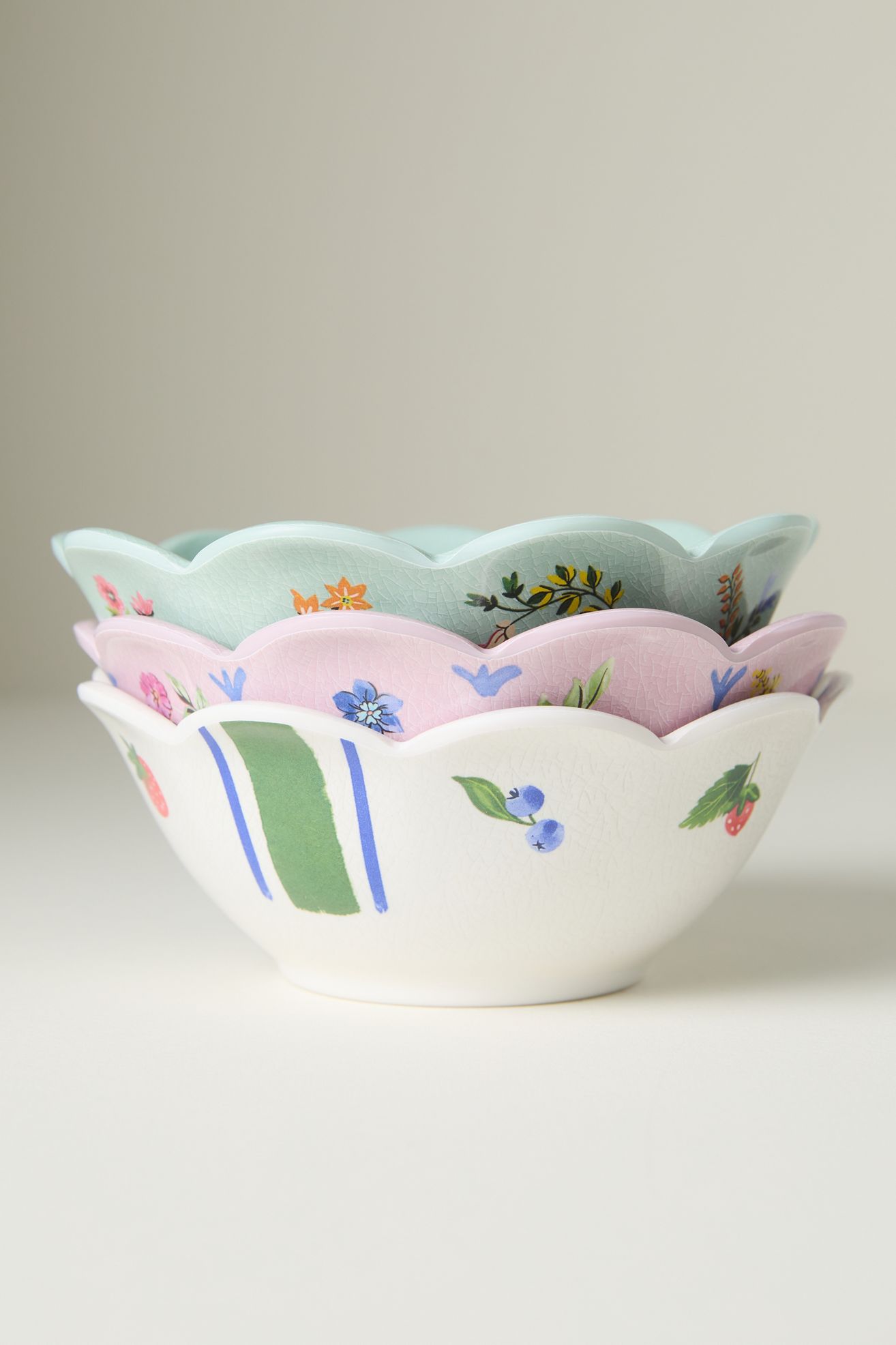Annette Floral Melamine Nut Bowls, Mixed Set of 3 - Multi, Set Of 3