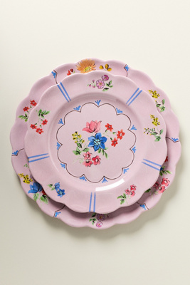 Annette Floral Melamine Dessert Plates, Set of 4