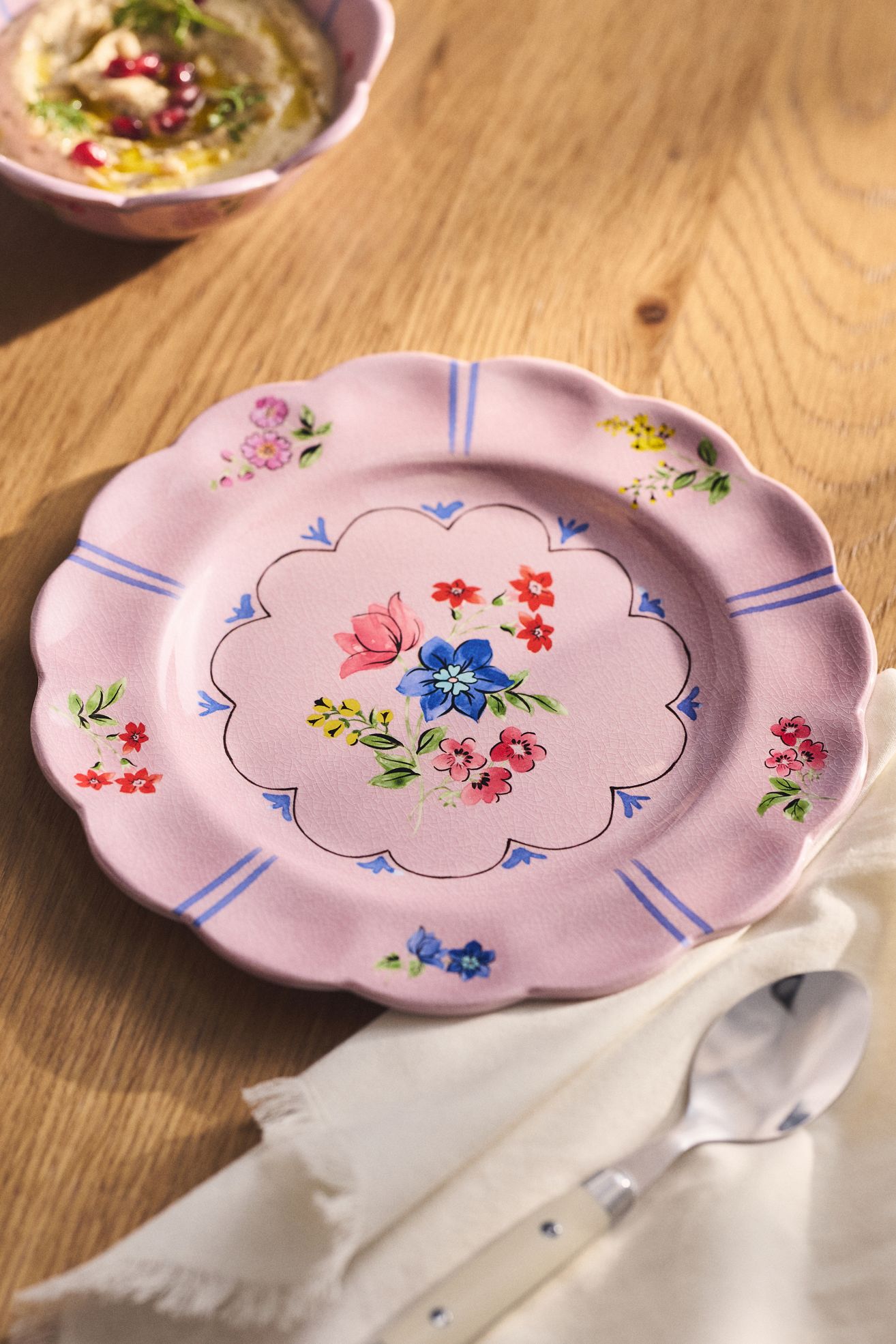 Annette Floral Melamine Dessert Plates, Set of 4 - Lilac Ice, Set Of 4