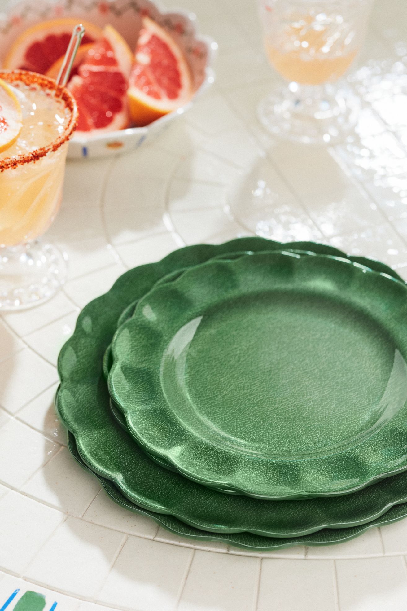 Annette Melamine Dinner Plates, Set of 4 - Kelly, Set Of 4