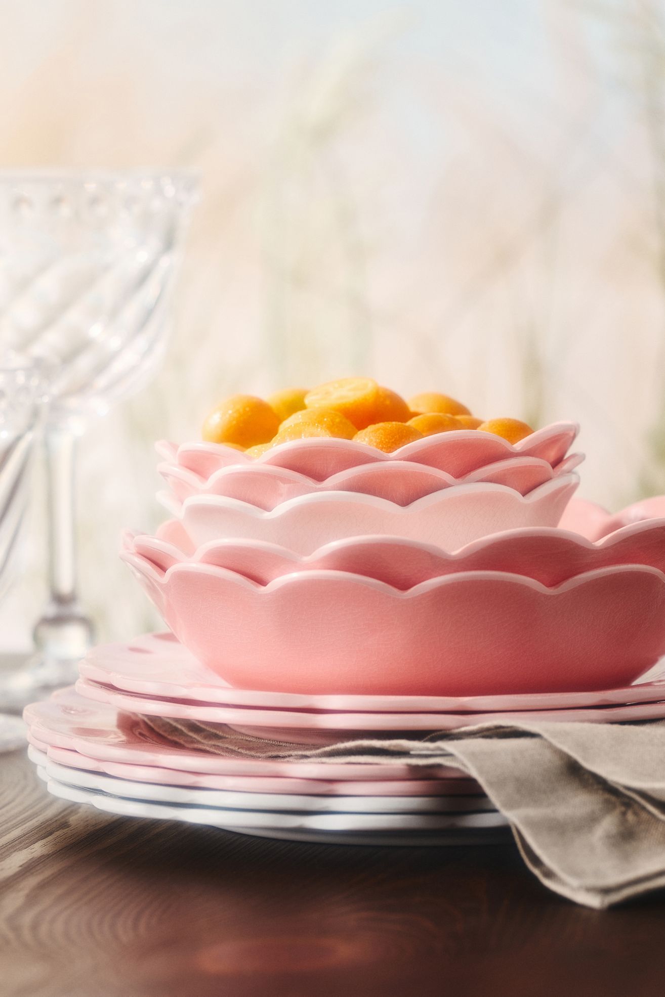 Annette Melamine Pasta Bowls, Set of 4 - Salmon, Set Of 4