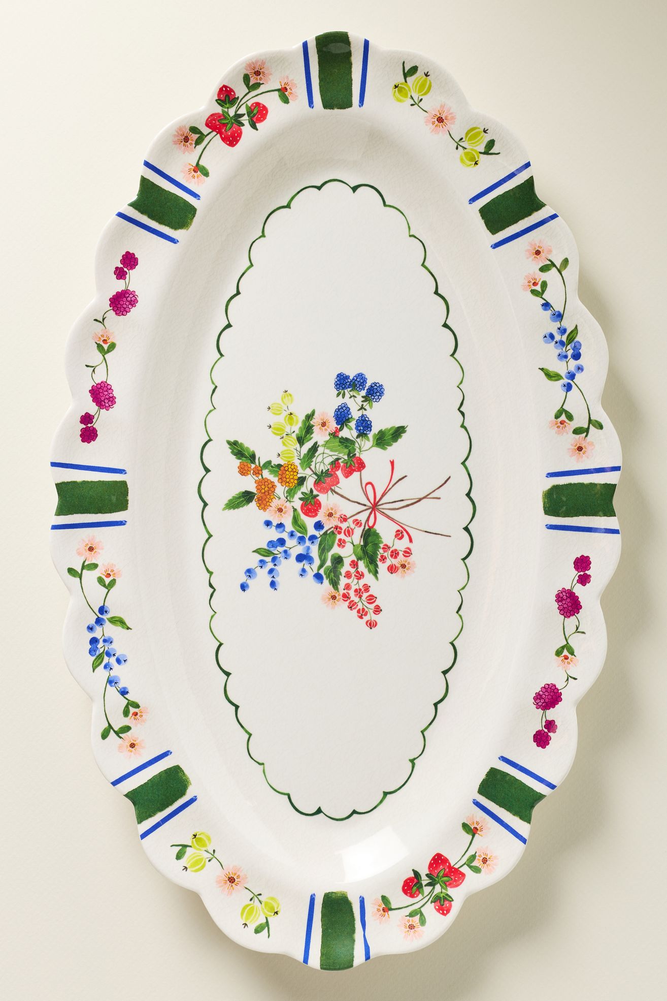 Annette Small Floral Melamine Platter - White, One Size