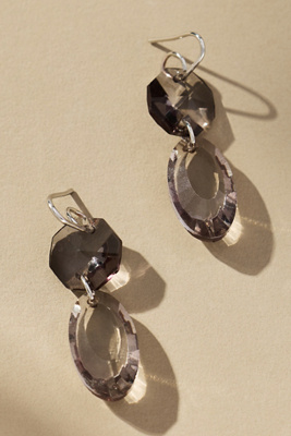 By Anthropologie Clear Crystal Drop Earrings In Gray