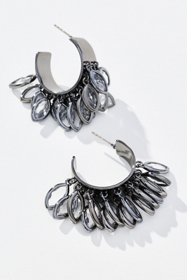 By Anthropologie Layered Drop Hoop Earrings In Silver