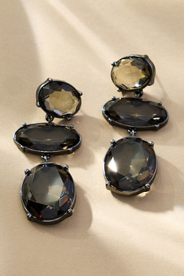 By Anthropologie Shaped Crystal Drop Earrings In Silver