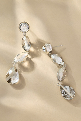 By Anthropologie Multi Crystal Drop Earrings In Gray