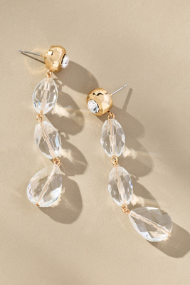 By Anthropologie Multi Crystal Drop Earrings In Transparent