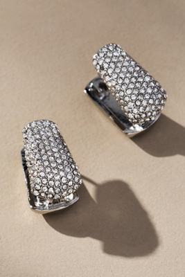 By Anthropologie Mini Glitz Huggie Hoop Earrings In Silver