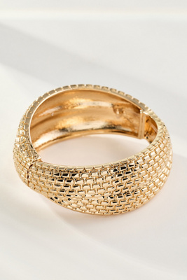 By Anthropologie Textured Chunky Bangle Bracelet In Gold