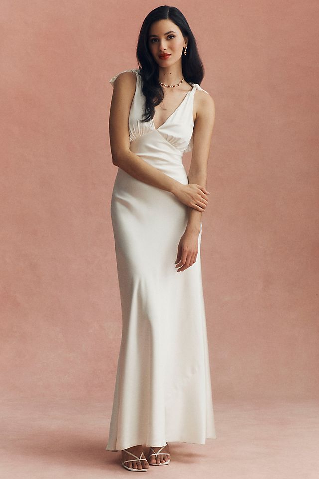 silk v neck dress Satin V-Neck Maxi Slip in Vince Products Women cut construction for fluid drape and easy movement V Blue Silk-like Satin Mermaid V-neck