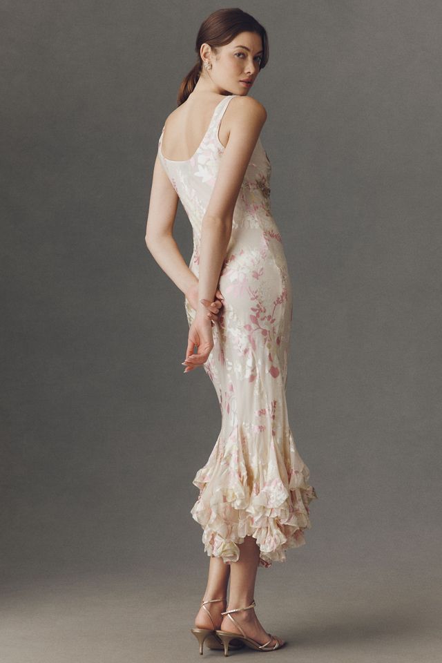 chinese dress ladies Camel Floral Burnout Velvet Maternity Maxi Dress – PinkBlush main image 1