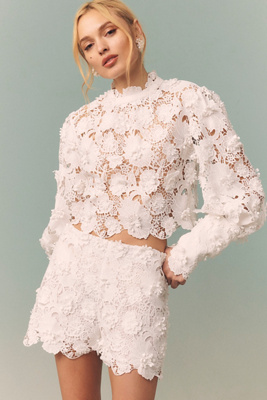 Bardot Georgia Lace Top In White