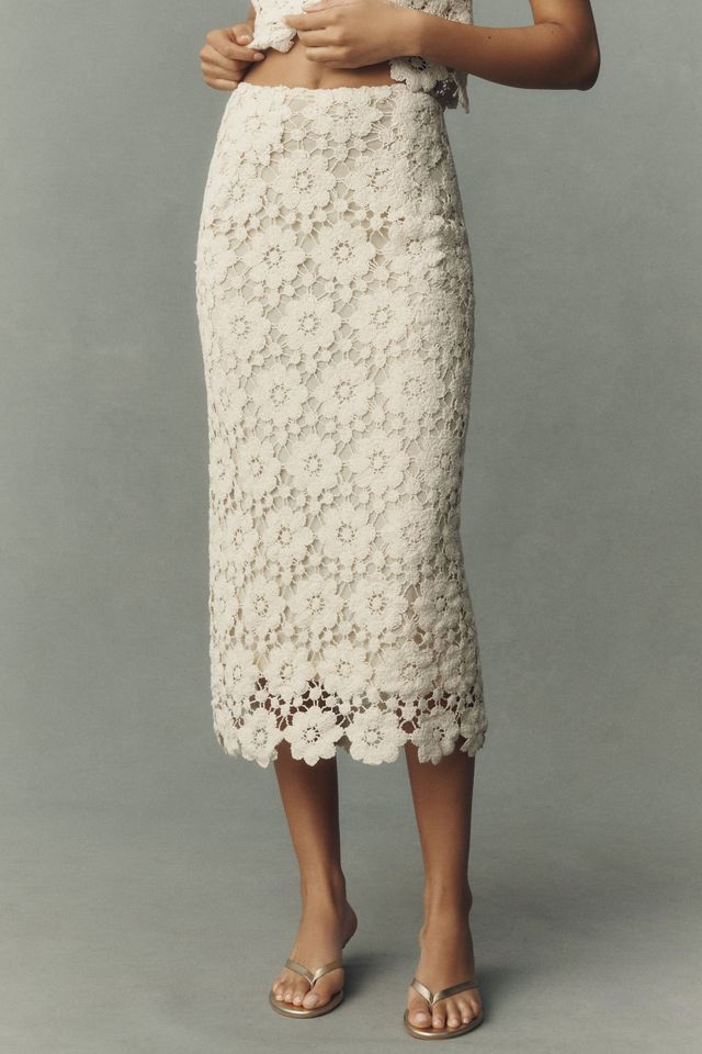 Bardot Veneta Cotton Crochet Midi Skirt #1