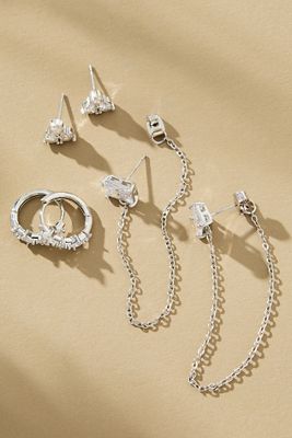 Drippy Crystal Earrings, Set of 3