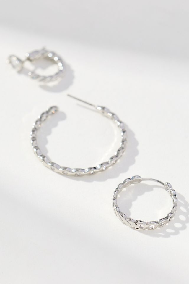 Braided Crystal Hoop Earrings, Set of 3 #1