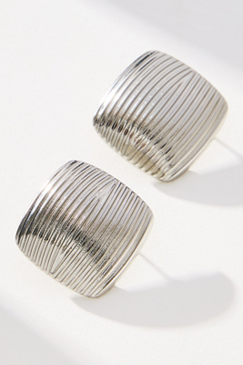 By Anthropologie Mod Square Post Earrings In Silver