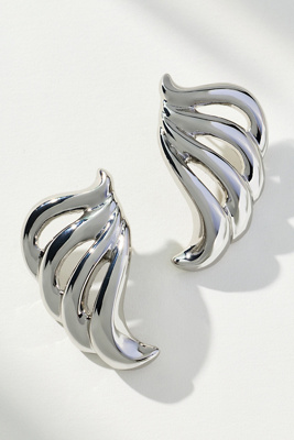By Anthropologie Layered Curve Earrings In Silver