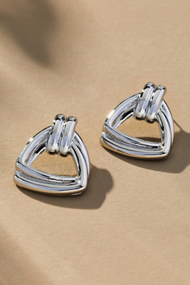 By Anthropologie Large Triangle Post Earrings In Silver