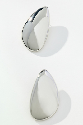 By Anthropologie Sleek Shaped Oval Earrings In Silver