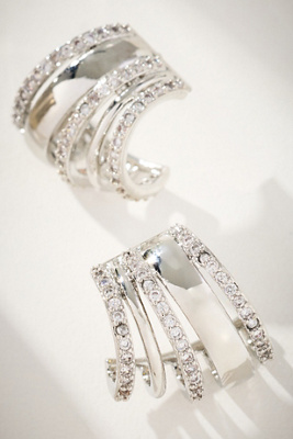 By Anthropologie Delicate Crystal Earrings In Silver