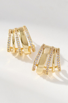 By Anthropologie Delicate Crystal Earrings In Gold