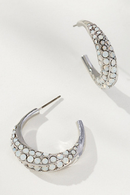 By Anthropologie Crystal Column Hoop Earrings In Silver