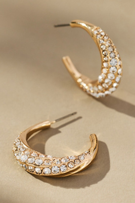 By Anthropologie Crystal Column Hoop Earrings In Gold