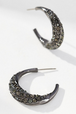 By Anthropologie Crystal Column Hoop Earrings In Silver