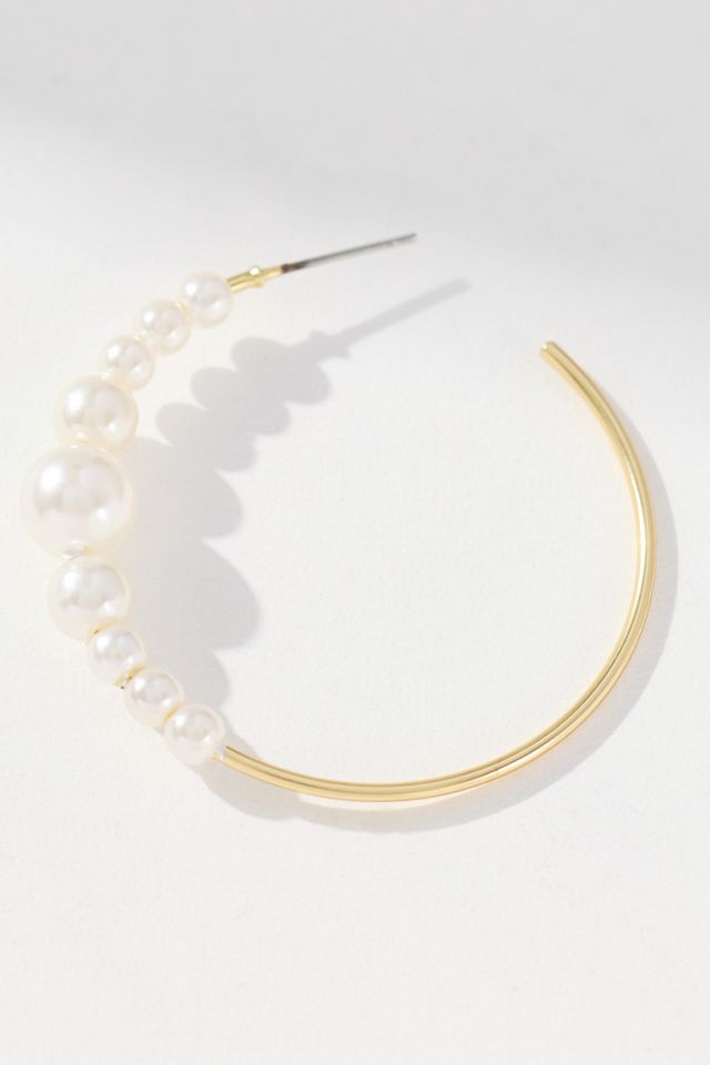 Large Pearl Hoop Earrings #1