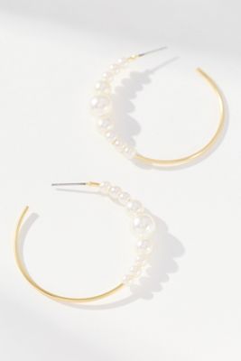 Large Pearl Hoop Earrings