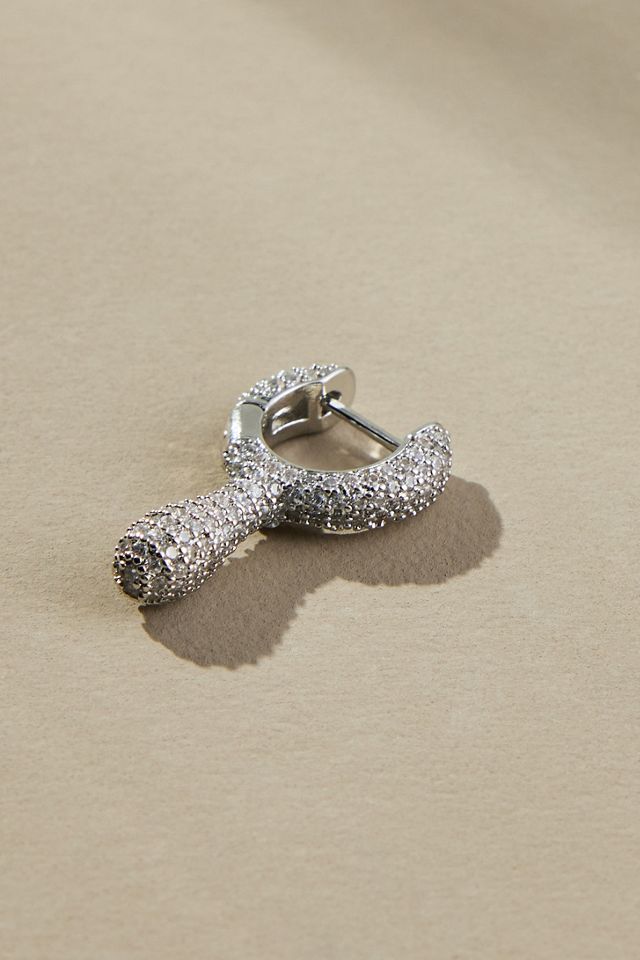 By Anthropologie Drippy Crystal Huggie Hoop Earrings #1