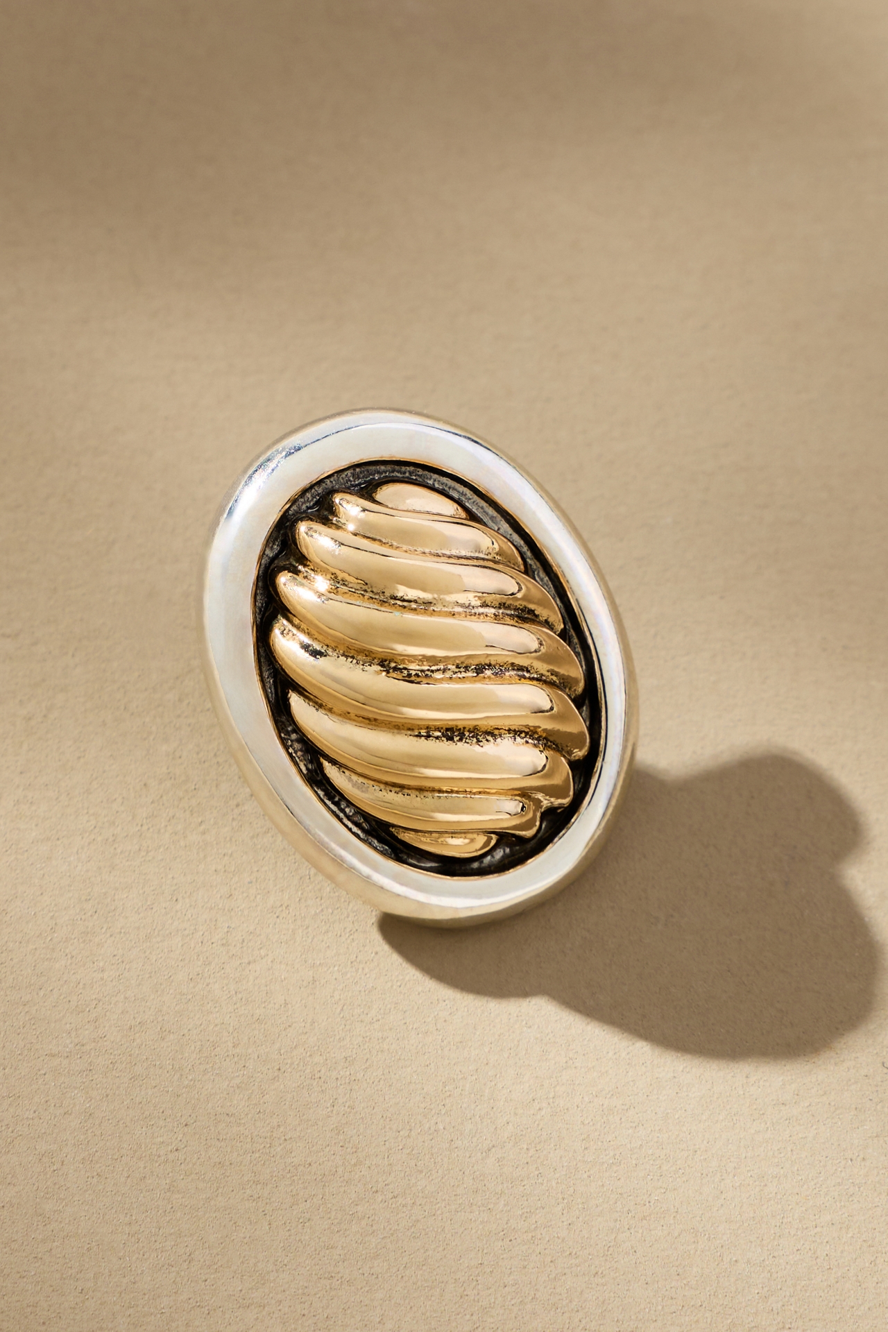 Two-Tone Wavy Circular Earrings