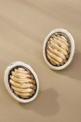 Two-Tone Wavy Circular Earrings
