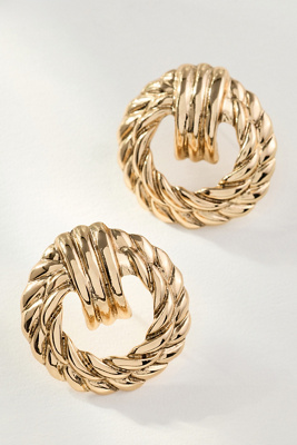 By Anthropologie Women's Gold Round Twist Stud Earrings