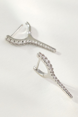 By Anthropologie Elongated Crystal Huggie Earrings In Metallic