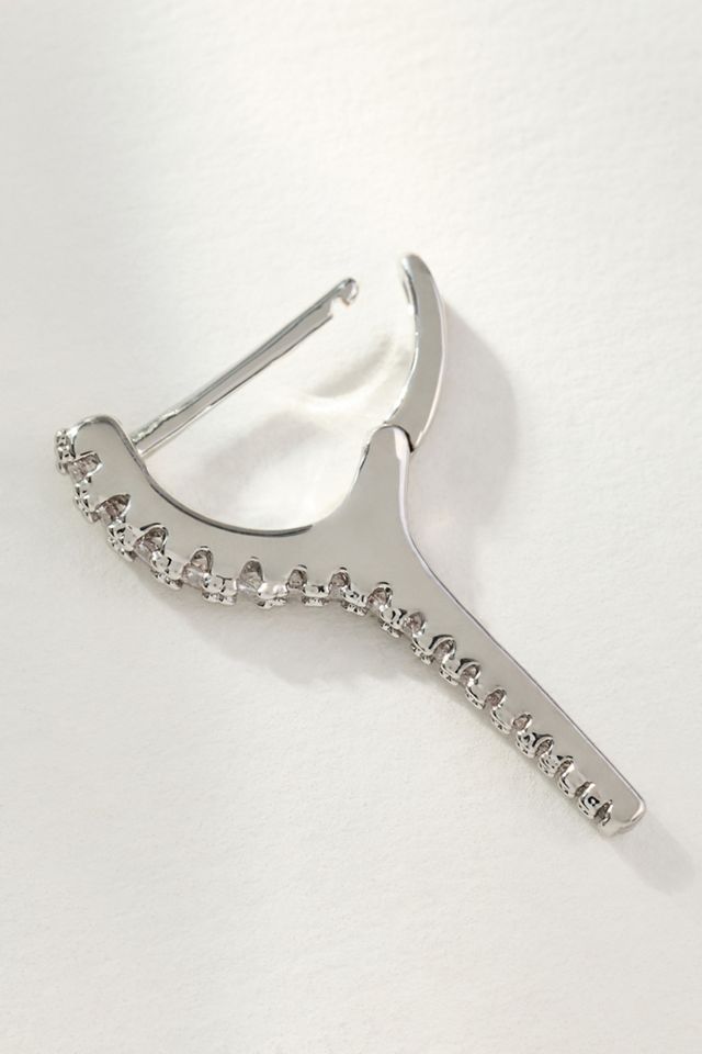 Elongated Crystal Huggie Earrings #1