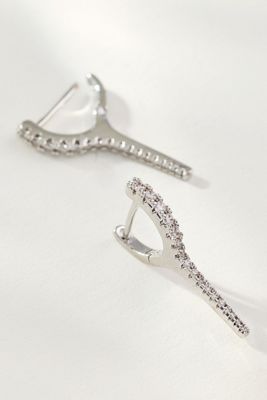 Elongated Crystal Huggie Earrings