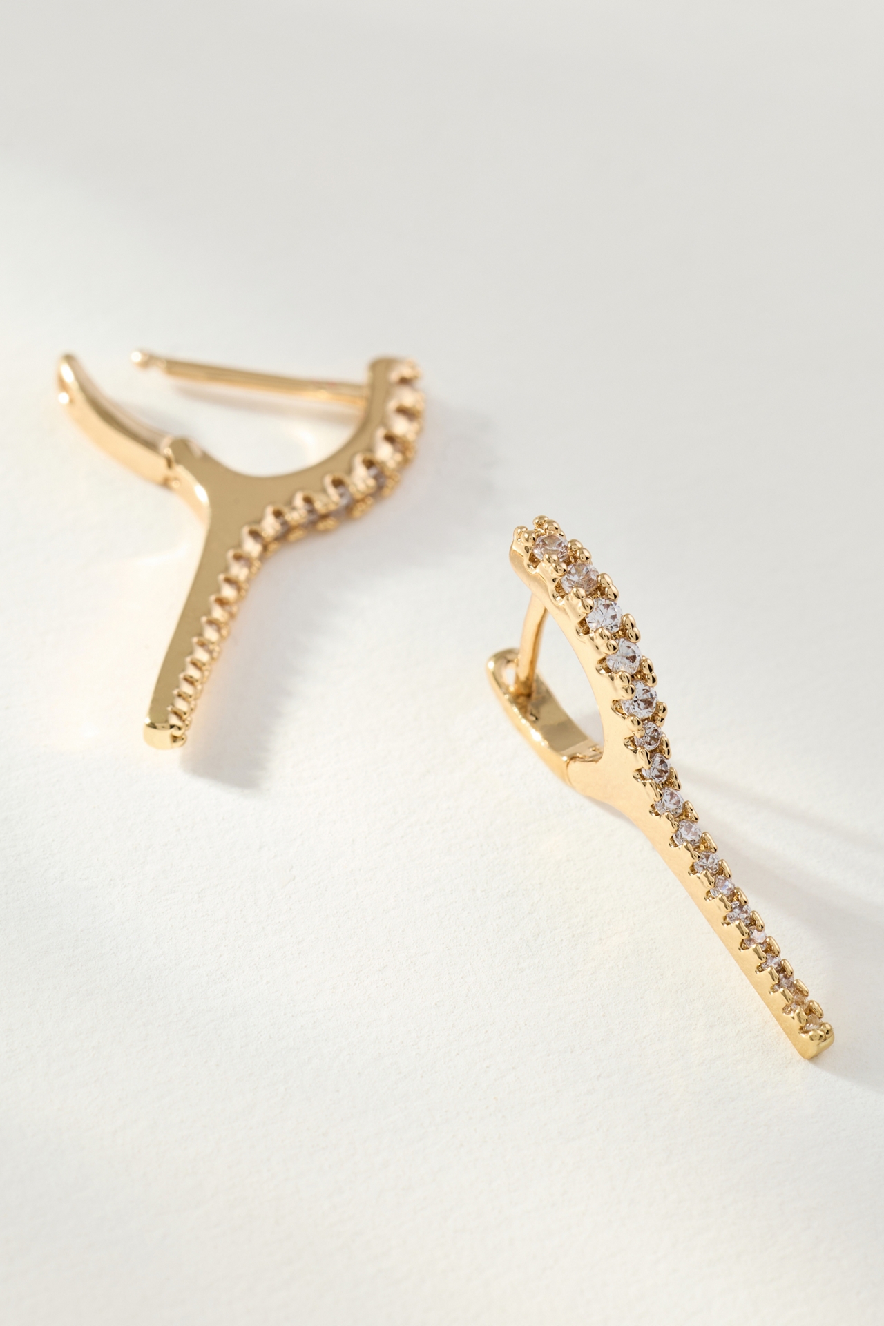 Elongated Crystal Huggie Earrings