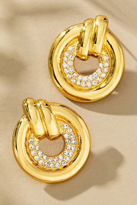 By Anthropologie Round Crystal Drop Earrings In Gold
