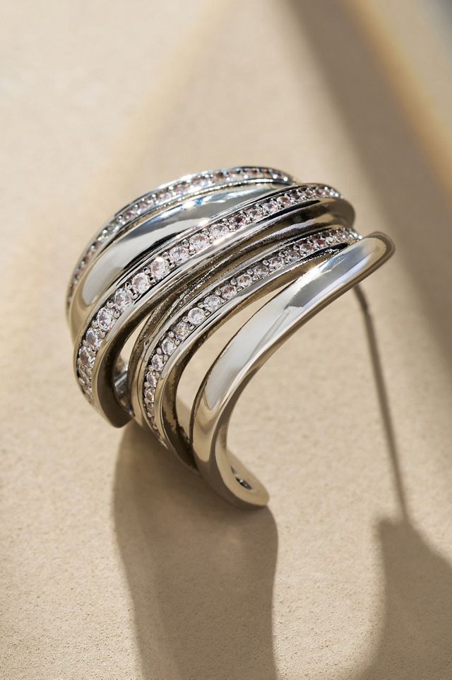 Crystal Layered Chunky Huggie Hoop Earrings #1