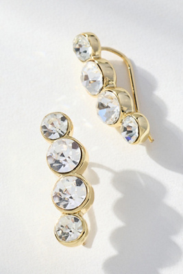 By Anthropologie Sparkling Crystal Drop Earrings In Gold