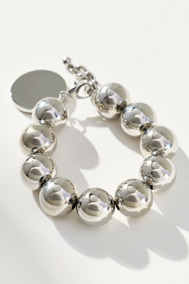 By Anthropologie Chunky Beaded Charm Bracelet In Metallic