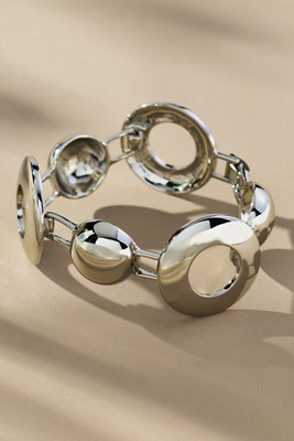By Anthropologie Linked Circles Bracelet In Silver