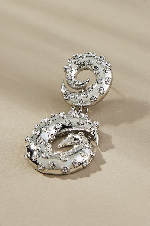 Double Swirl Crystal Drop Earrings #1